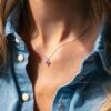 Collier witgoud briljant+saffier - Afbeelding 3