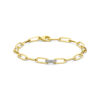 armband paperclip diamant 0.20ct g vsi vierkante buis 7,5 mm 18,5 cm 18K bicolor goud geel/wit
