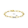 armband paperclip diamant 0.20ct g vsi vierkante buis 7,5 mm 18,5 cm 18K bicolor goud geel/wit - Afbeelding 3