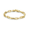 armband paperclip met balkje ronde buis 5,8 mm 19 cm met groot springslot 14K geelgoud
