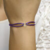 armband satijn hart 13 - 26 cm zilver gerhodineerd met rubber/nylon/leer - Afbeelding 2