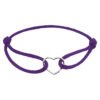 armband satijn hart 13 - 26 cm zilver gerhodineerd met rubber/nylon/leer