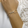 armband satijn zilver gerhodineerd met rubber/nylon/leer - Afbeelding 2