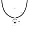 collier hart 38 + 6 cm zilver gerhodineerd met rubber/nylon/leer - Afbeelding 4