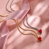 collier hart rood zirkonia 45 + 5 cm zilver gerhodineerd - Afbeelding 5