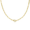 collier paperclip vierkante buis 4,5 mm 45 cm met groot springslot 14K geelgoud