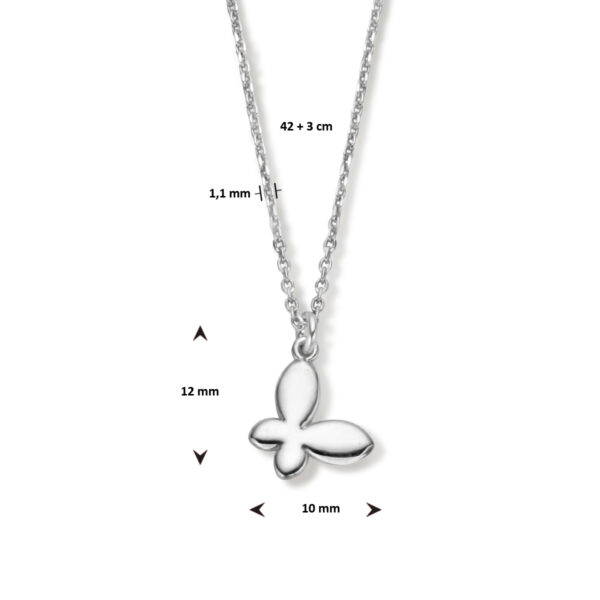 collier vlinder 42 + 3 cm zilver gerhodineerd - Afbeelding 4
