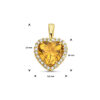 hanger hart citrien en diamant 0.10ct h si halo 14K geel - Afbeelding 4