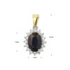 hanger saffier en diamant 0.11ct h si 14K bicolor goud geel/wit - Afbeelding 2