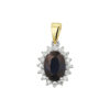 hanger saffier en diamant 0.11ct h si 14K bicolor goud geel/wit
