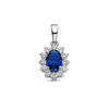 hanger saffierkleurig en wit zirkonia halo zilver gerhodineerd