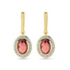 oorhangers granaat en diamant 0.18ct (2x 0.09ct) h si 26 mm 14K geelgoud