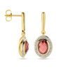 oorhangers granaat en diamant 0.18ct (2x 0.09ct) h si 26 mm 14K geelgoud - Afbeelding 3