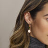 oorhangers parel barok en groen agaat franse haak 1 micron zilver verguld (geel) - Afbeelding 2