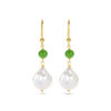 oorhangers parel barok en groen agaat franse haak 1 micron zilver verguld (geel)