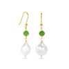 oorhangers parel barok en groen agaat franse haak 1 micron zilver verguld (geel) - Afbeelding 3