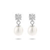 oorhangers zirkonia en parel zilver gerhodineerd