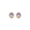 oorknoppen amethist en zirkonia 9,5 mm 14K geelgoud