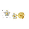 oorknoppen bloem en zirkonia 14K geelgoud - Afbeelding 3