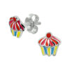 oorknoppen cupcake zilver gerhodineerd
