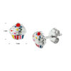 oorknoppen cupcake zilver gerhodineerd - Afbeelding 3