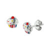oorknoppen cupcake zilver gerhodineerd