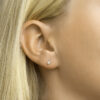 oorknoppen parel en zirkonia zilver gerhodineerd - Afbeelding 2
