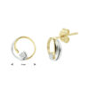 oorknoppen rond zirkonia bicolor gestift 14K geelgoud - Afbeelding 3