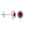 oorknoppen rood en wit zirkonia halo zilver gerhodineerd - Afbeelding 3