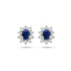 oorknoppen saffier en diamant 0.16ct (2x 0.08ct) h p1 14K witgoud