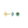 oorknoppen turquoise emaille en groen zirkonia 1 micron zilver verguld (geel) - Afbeelding 3