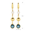 oorringen bolletjes, parel en london blue topaas brisur haak 55 mm 14K geelgoud - Afbeelding 4