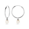 oorringen parel 35 mm zilver gerhodineerd - Afbeelding 3