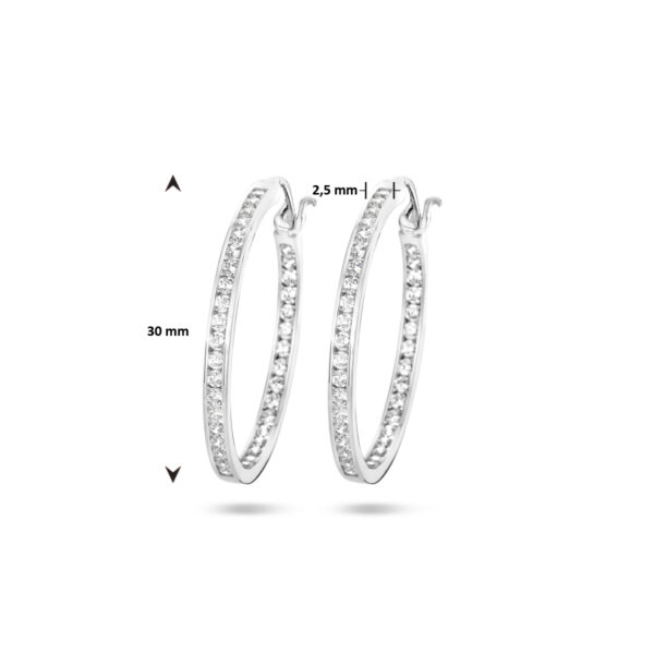 oorringen zirkonia zilver gerhodineerd - Afbeelding 4