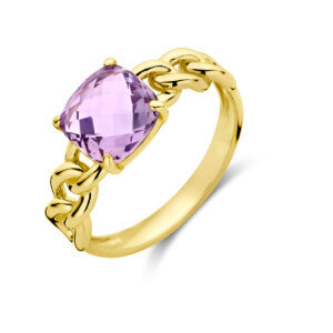 ring amethist 14K geelgoud