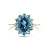 ring blauw topaas en london blue topaas 14K geelgoud - Afbeelding 4