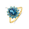 ring blauw topaas en london blue topaas 14K geelgoud - Afbeelding 5