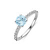 ring blauw topaas en zirkonia zilver gerhodineerd