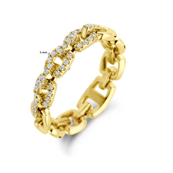ring flexibele schakel en diamant 0.24ct h si 14K geelgoud - Afbeelding 5