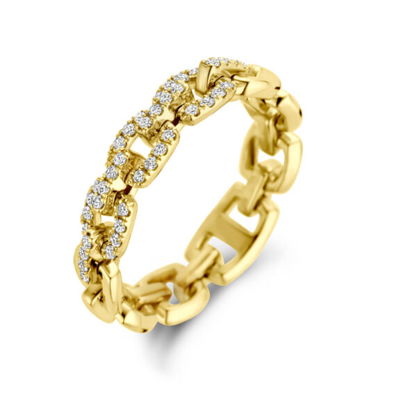 ring flexibele schakel en diamant 0.24ct h si 14K geelgoud
