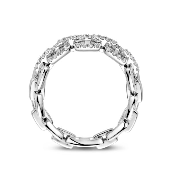 ring flexibele schakel en diamant 0.24ct si 14K witgoud - Afbeelding 3