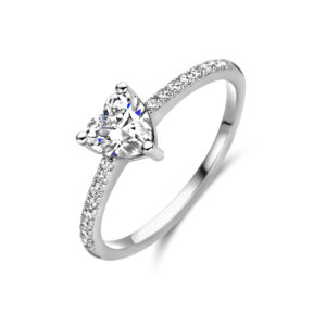 ring hart zirkonia zilver gerhodineerd