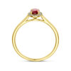 ring lab grown robijn en diamant 0.075ct h si halo 14K geelgoud - Afbeelding 3