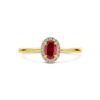 ring lab grown robijn en diamant 0.075ct h si halo 14K geelgoud - Afbeelding 4