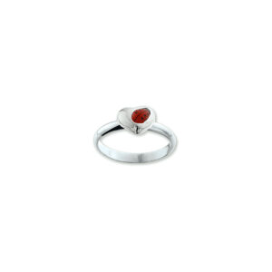 ring lieveheersbeestje hart zilver gerhodineerd