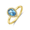 ring london blue topaas en diamant 0.08ct h si halo 14K geelgoud