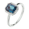 ring london blue topaas en diamant h si 14K witgoud