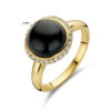 ring onyx en diamant 0.15ct h si halo 14K geelgoud - Afbeelding 4