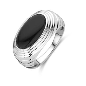 ring onyx zilver gerhodineerd