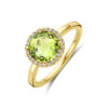 ring peridot en diamant 0.09ct h si 14K geelgoud